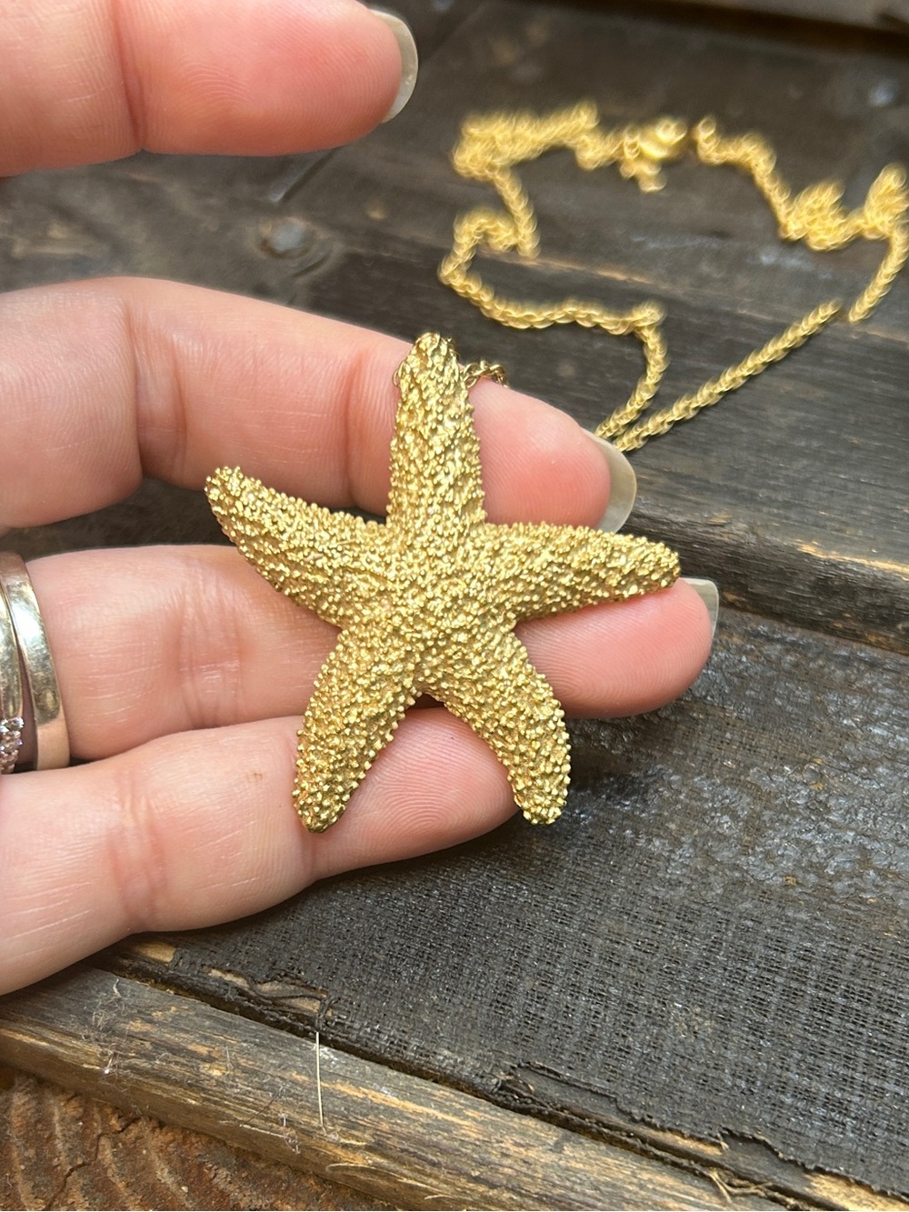 Trifari Gold Starfish Pendant Necklace